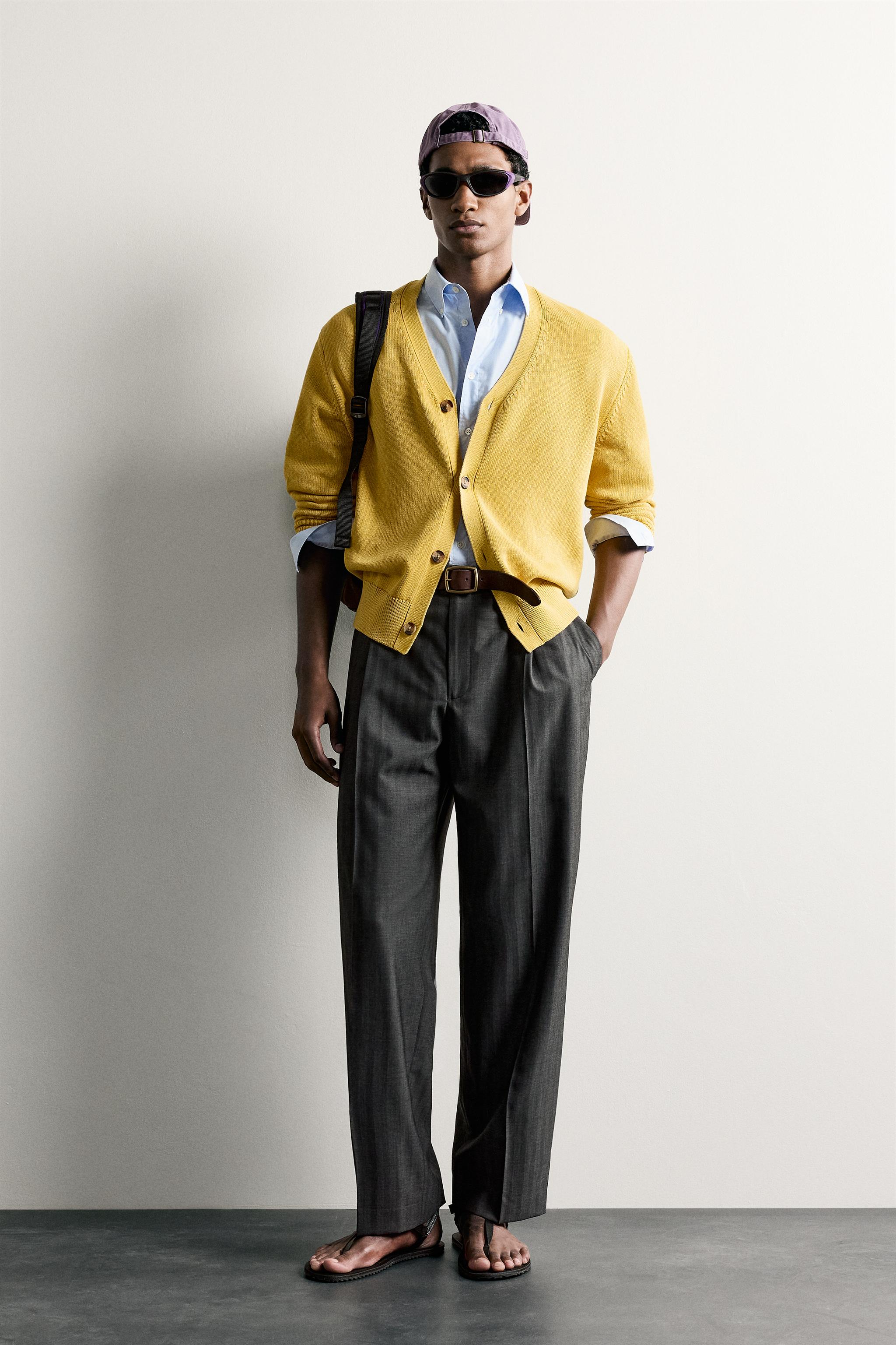 STRIPED PLEATED RELAXED FIT PANTS